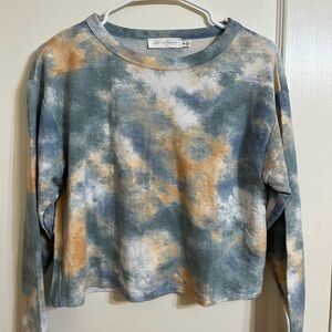 NWOT All in Favor Blue and Orange Tie-Dye Sweatshirt